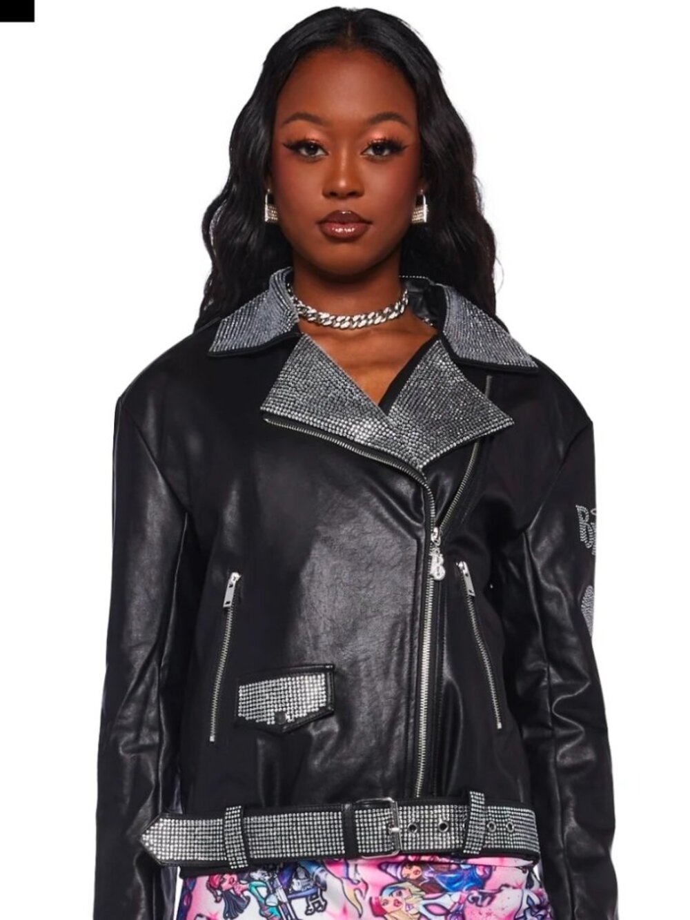 Glam Rock Rhinestone Moto Jacket